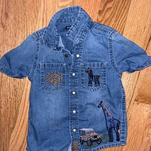 Next Embroidered Denim Shirt with Animal Designs